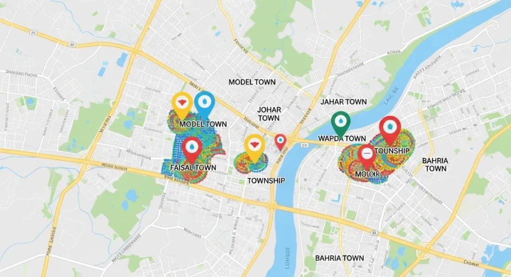 Lahore water delivery service areas marked for National Energy Water.