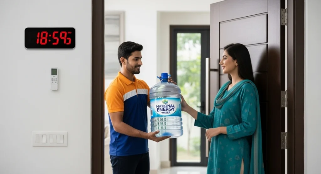On-time clean mineral water delivery to homes by National Energy Water.