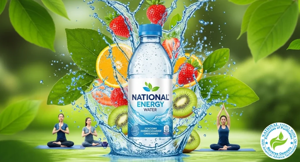 Health benefits of mineral water with hydration and wellness concept.